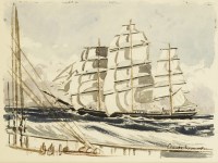 Lot 529A - Claude Muncaster RWS (1903-1974) 
ILLUSTRATION SKETCH FOR 'THE BIRD OF DAWNING' BY JOHN MASEFIELD
Signed l.r.