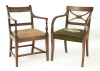 Lot 612 - Two Regency line inlaid armchairs (2)