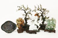 Lot 401 - A pair of Chinese hard stone ornaments of trees