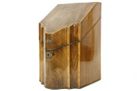 Lot 469 - A Georgian serpentine fronted mahogany and cross banded cutlery box