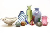 Lot 357 - Glassware to include nine items: a Seguso Murano cat
