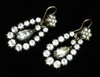Lot 11 - A pair of Georgian black dot paste drop earrings