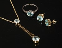 Lot 171 - A two stone blue zircon Edna May pendant