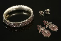 Lot 661 - A pair of Victorian bohemian garnet drop earrings