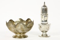Lot 139 - A silver sugar caster of octagonal form