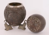 Lot 358 - An Indian carved coconut shell