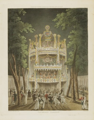 Lot 348 - After Thomas Rowlandson (1756-1827) and
Augustus Charles Pugin (1762-1832)
VAUXHALL GARDEN;
GUILDHALL;
WEST INDIA DOCKS;
CUSTOM HOUSE;
DRAWING ROOM