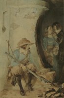 Lot 353 - C... Whilbin (19th century)
A STOLEN KISS - CAVALIERS AND A KITCHEN MAID IN AN INTERIOR
Signed l.l.