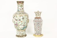 Lot 356 - A large 19th century Chinese canton famille verte vase with tapering neck