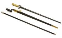 Lot 213 - Two bayonets: A French WWl Lebel bayonet and scabbard; 1876 Martini Henry socket bayonet