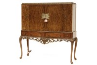 Lot 463 - A walnut chinoiserie style cocktail display cabinet
