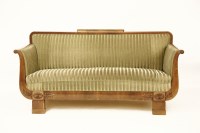 Lot 462 - A 19th century continental mahogany scroll end settee