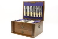 Lot 309 - An oak canteen of cutlery by Walker & Hall