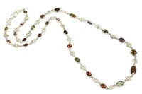 Lot 122 - A silver spectacle set mixed amethyst cabochon necklace