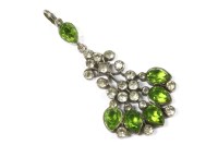 Lot 169 - A Victorian silver green and white paste stone spray drop pendant