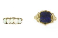 Lot 43 - A gold lapis lazuli signet ring