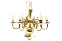Lot 441 - A 'Dutch' style six branch brass electrolier