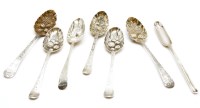 Lot 208 - Six Georgian silver berry spoons