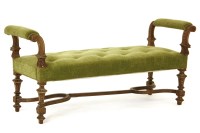 Lot 543 - A large walnut framed double extended carved window seat