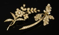 Lot 110 - A late Victorian split pearl gold oak leaf and acorn brooch