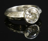 Lot 406 - A platinum single stone diamond ring