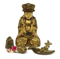 Lot 1499 - A wood carved bodhisattva