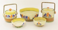 Lot 142 - Two Clarice Cliff 'Crocus' biscuit barrels