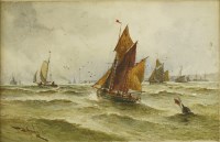Lot 726 - Thomas Bush Hardy (1842-1897)
SAILING BOATS AT SEA
Signed and dated 1891 l.l.