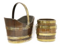 Lot 980 - A George lll coopered brass-bound mahogany bucket