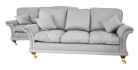 Lot 1018 - A pair of modern pale blue upholstered three-seater settees