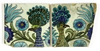 Lot 27 - Two William De Morgan 'Peacock' tiles