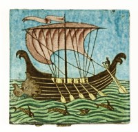 Lot 25 - A William De Morgan 'Galleon' tile