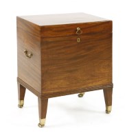Lot 1165 - A George III mahogany rectangular six bottle cellarette