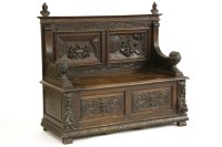 Lot 1045 - A Victorian oak box based hall seat