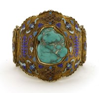 Lot 1263 - A Chinese silver gilt hinged bracelet