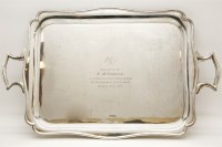 Lot 419 - A silver two handled tray