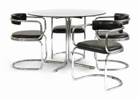 Lot 240 - A tubular chrome and glass dining table