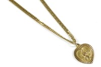 Lot 201 - A 9ct gold heart shaped St Christopher pendant