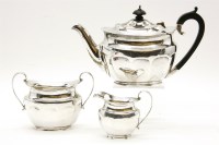 Lot 408 - A silver three piece bachelor's teaset