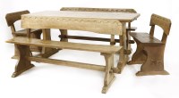 Lot 106 - A Thomas 'Gnomeman' Whittaker of Littlebeck oak dining suite
