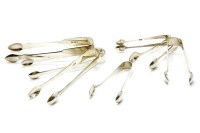 Lot 280 - 7 pairs of silver sugar tongs