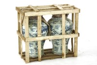 Lot 674B - A pair of decorative Oriental blue and white porcelain vases