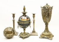 Lot 650 - Two brass oil lamps