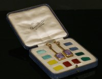 Lot 195 - A pair of cased gold interchangeable drop earrings