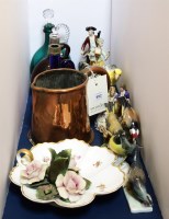 Lot 692 - Three coloured glass carafes
