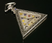 Lot 203 - A sterling silver Art Deco Masonic open-faced pocket watch of triangular form