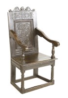 Lot 1150 - An oak Wainscot armchair