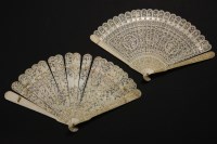 Lot 356 - A 19th century pierced ivory Canton fan