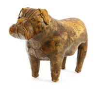 Lot 92 - A leather bulldog footstool
