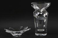 Lot 521 - A Baccarat crystal vase of pen spiral form